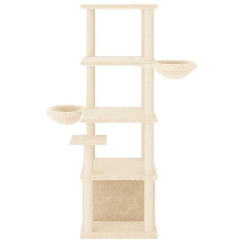 Kradsetræ med sisalstolper 147 cm cremefarvet