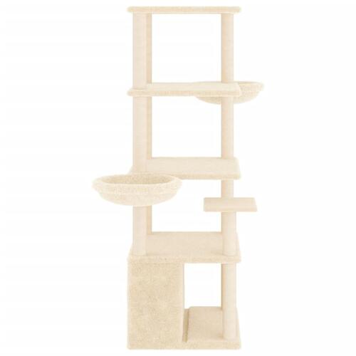 Kradsetræ med sisalstolper 147 cm cremefarvet
