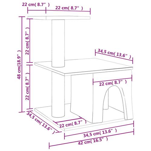 Kradsetræ med sisalstolper 48 cm cremefarvet