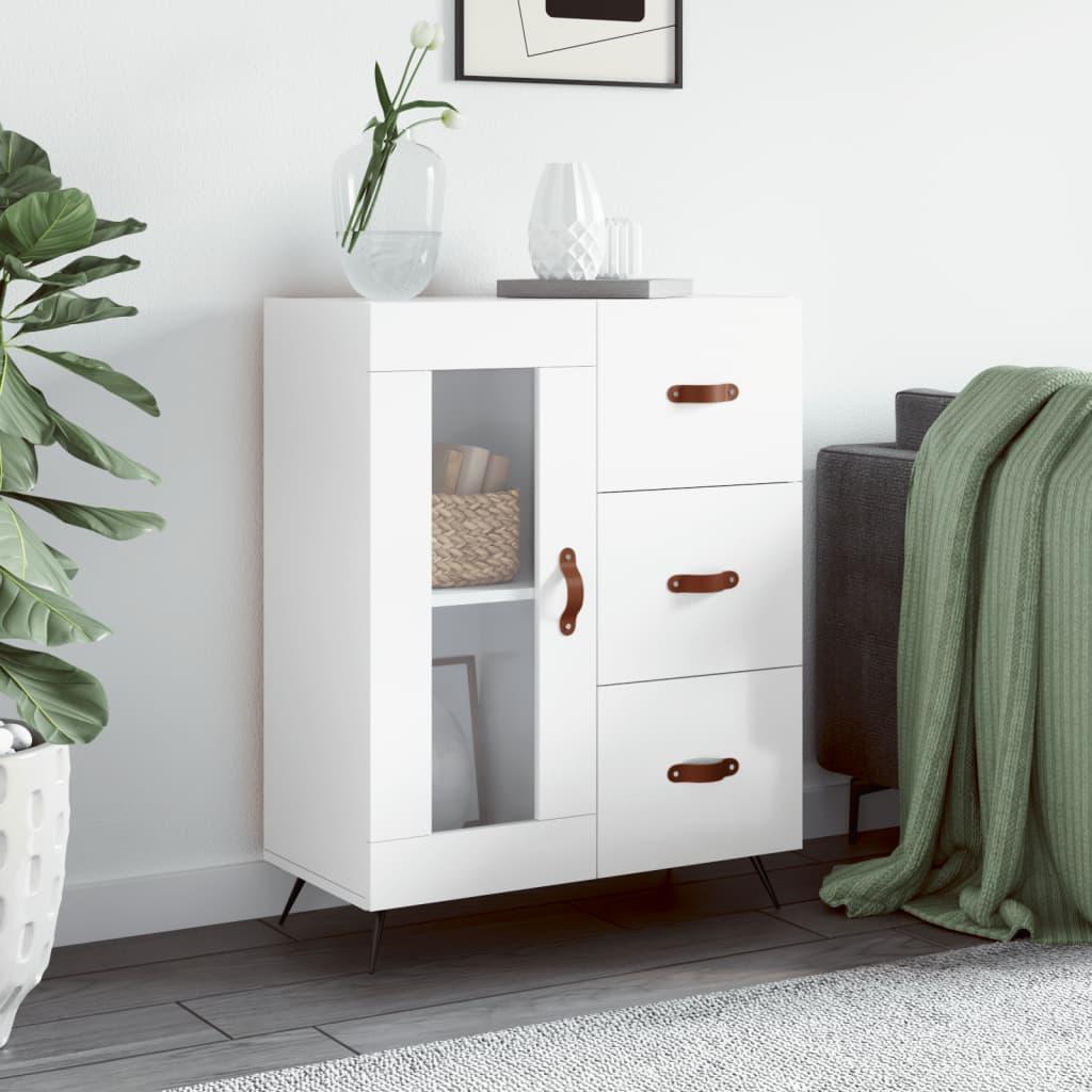 Skænk 69,5x34x90 cm konstrueret træ hvid højglans