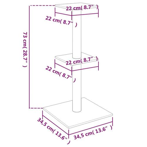 Kradsetræ med sisalstolper 73 cm cremefarvet