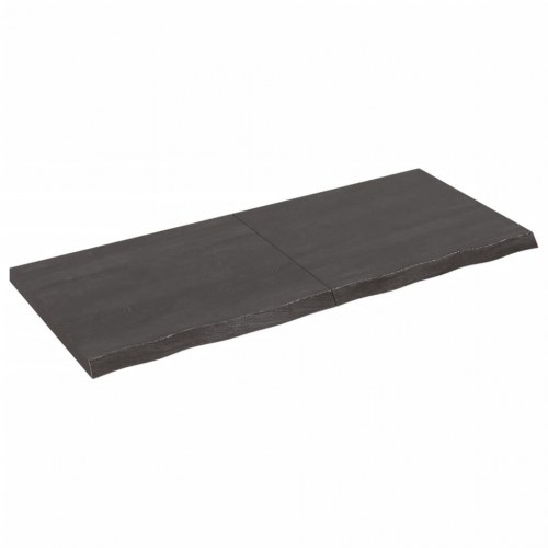 Væghylde 120×50×(2-4) cm i behandlet massivt egetræ - mørkebrun