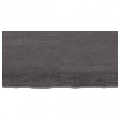 Væghylde i massivt egetræ 120×60×(2-4) cm - mørkebrun, håndlavet med naturlig kant