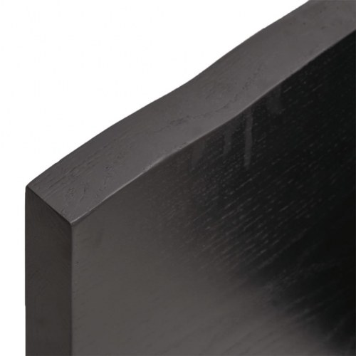 Væghylde 140x30x(2-4) cm behandlet massivt egetræ mørkebrun