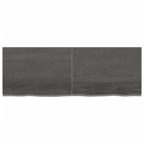 Væghylde 140x50x(2-4) cm behandlet massivt egetræ mørkebrun