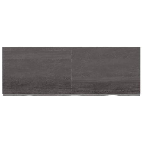 Væghylde 140x50x(2-6) cm behandlet massivt egetræ mørkebrun