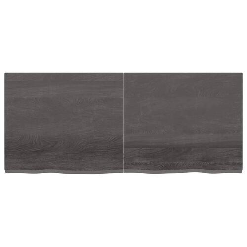Væghylde 140x60x(2-4) cm behandlet massivt egetræ mørkebrun