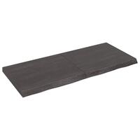 Væghylde 140x60x(2-6) cm behandlet massivt egetræ mørkebrun