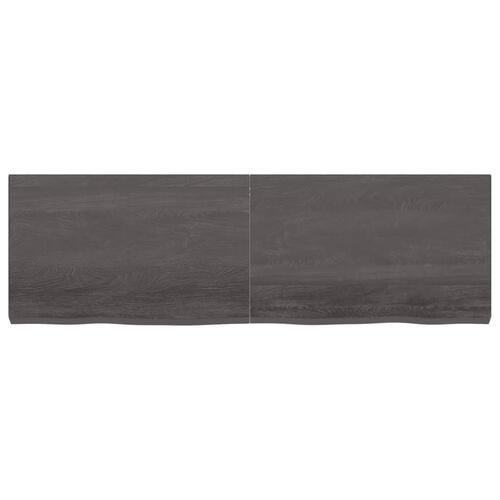 Væghylde 160x50x(2-6) cm behandlet massivt egetræ mørkebrun
