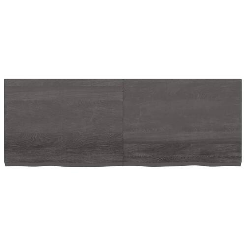 Væghylde 160x60x(2-6) cm behandlet massivt egetræ mørkebrun