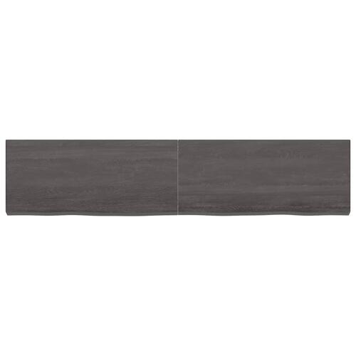 Væghylde 180x40x(2-6) cm behandlet massivt egetræ mørkebrun