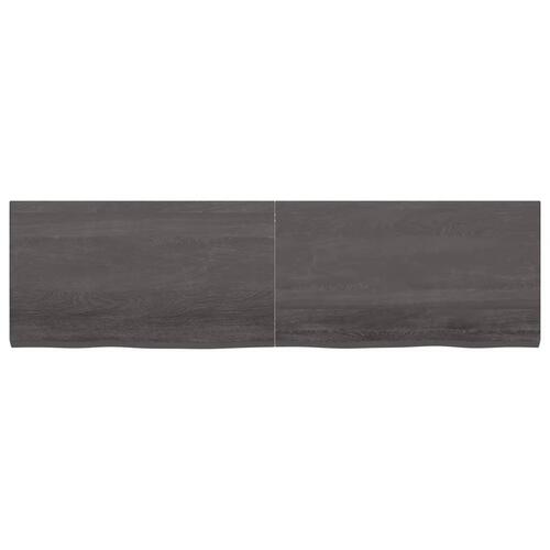 Væghylde 180x50x(2-4) cm behandlet massivt egetræ mørkebrun