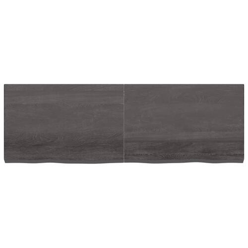 Væghylde 180x60x(2-6) cm behandlet massivt egetræ mørkebrun