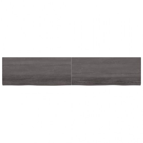 Væghylde 200x40x(2-4) cm behandlet massivt egetræ mørkebrun
