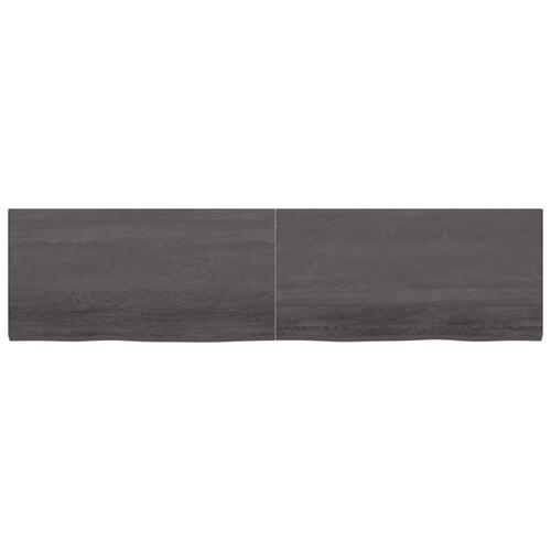 Væghylde 200x50x(2-4) cm behandlet massivt egetræ mørkebrun