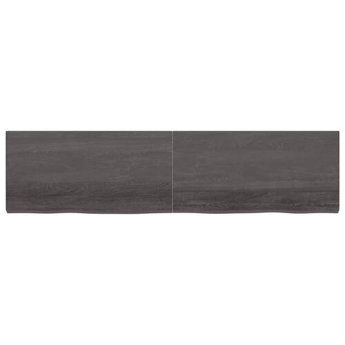Væghylde 200x50x(2-6) cm behandlet massivt egetræ mørkebrun