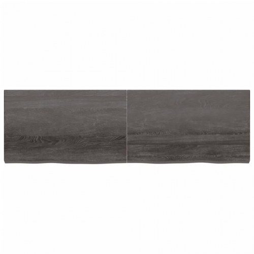 Væghylde i massivt egetræ 200×60×(2-6) cm - mørkebrun, naturlig kant