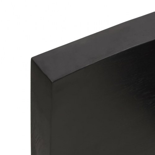 Væghylde i massivt egetræ 200×60×(2-6) cm - mørkebrun, naturlig kant