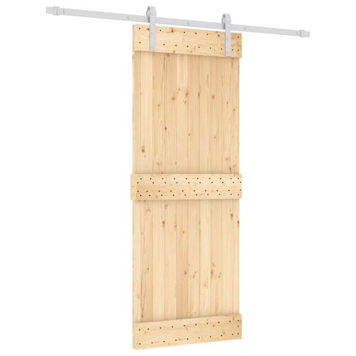 Skydedør med monteringssæt 80x210 cm massivt fyrretræ