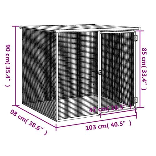 Hønsehus med tag 103x98x90 cm galvaniseret stål lysegrå