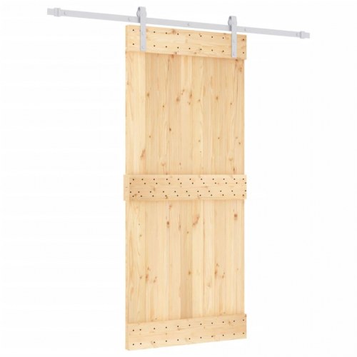 Skydedør med monteringssæt 90x210 cm massivt fyrretræ