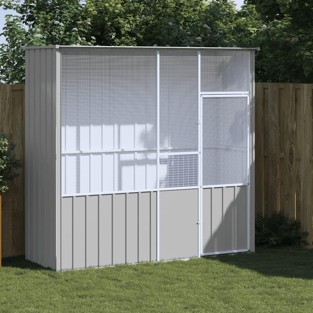 Fuglebur 215x78x200 cm galvaniseret stål grå