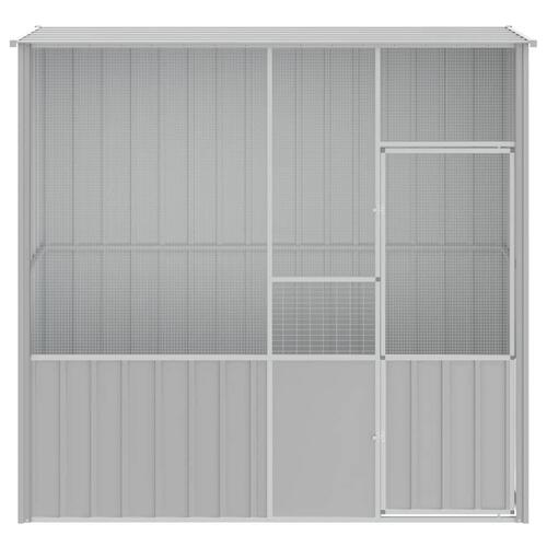 Fuglebur 215x78x200 cm galvaniseret stål grå