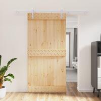 Skydedør med monteringssæt 100x210 cm massivt fyrretræ