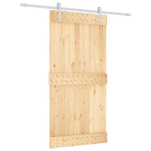 Skydedør med monteringssæt 100x210 cm massivt fyrretræ