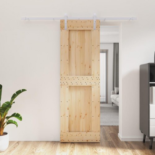 Skydedør med monteringssæt 70x210 cm massivt fyrretræ