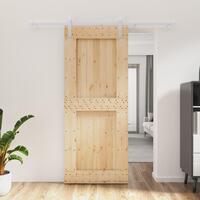 Skydedør med monteringssæt 85x210 cm massivt fyrretræ