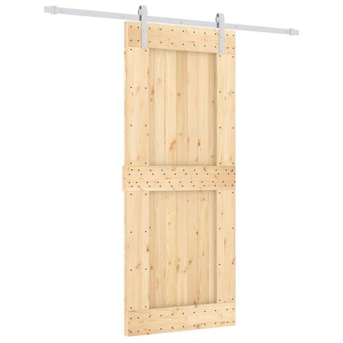 Skydedør med monteringssæt 85x210 cm massivt fyrretræ