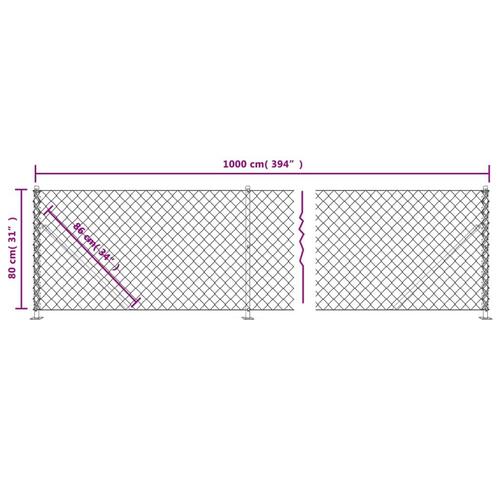 Trådhegn med flange 0,8x10 m sølvfarvet