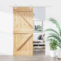 Skydedør med monteringssæt 85x210 cm massivt fyrretræ