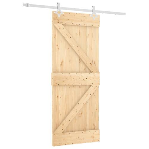 Skydedør med monteringssæt 85x210 cm massivt fyrretræ