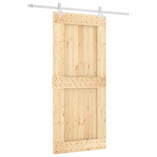 Skydedør med monteringssæt 90x210 cm massivt fyrretræ