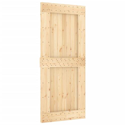 Skydedør med monteringssæt 90x210 cm massivt fyrretræ