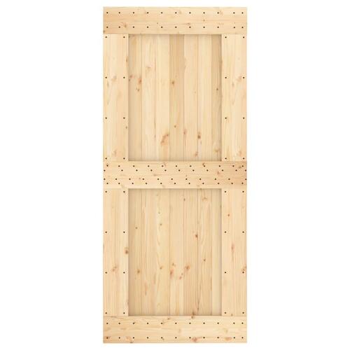 Skydedør med monteringssæt 90x210 cm massivt fyrretræ