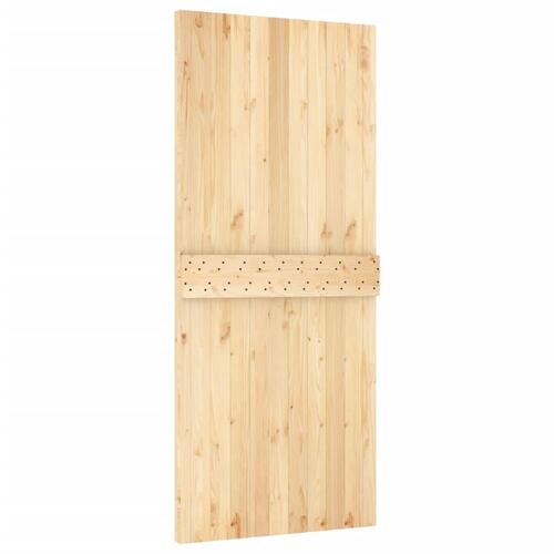 Skydedør med monteringssæt 90x210 cm massivt fyrretræ