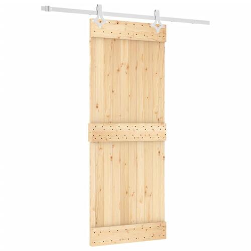 Skydedør med monteringssæt 80x210 cm massivt fyrretræ