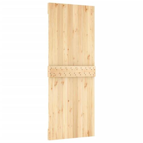 Skydedør med monteringssæt 80x210 cm massivt fyrretræ