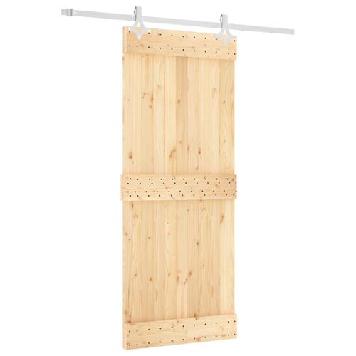 Skydedør med monteringssæt 85x210 cm massivt fyrretræ