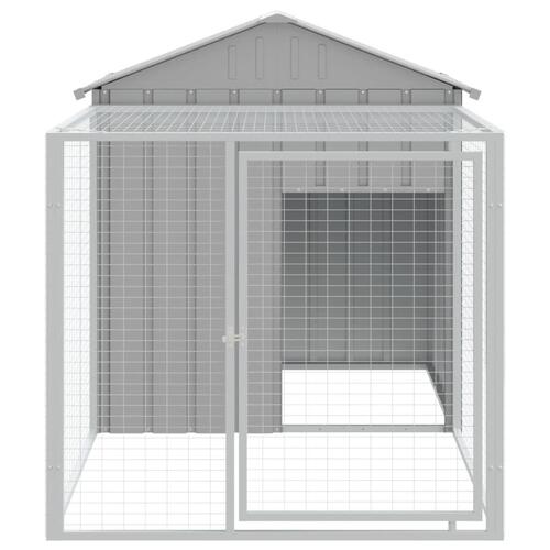 Hønsehus med løbegård 117x201x123 cm galvaniseret stål lysegrå
