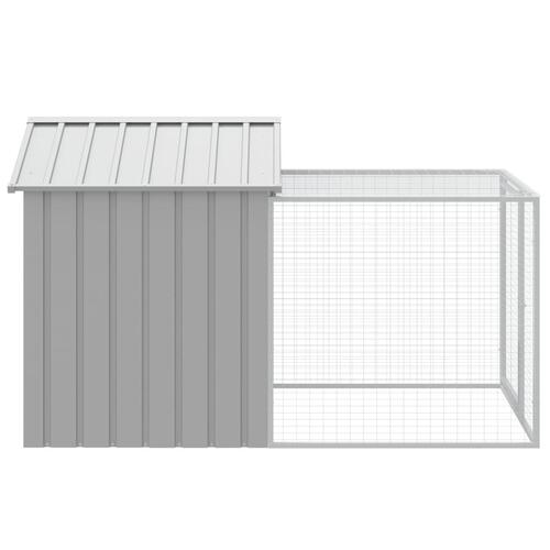 Hønsehus med løbegård 117x201x123 cm galvaniseret stål lysegrå