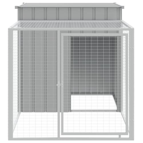 Hønsehus med løbegård 110x201x110 cm galvaniseret stål lysegrå