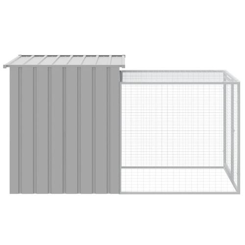 Hønsehus med løbegård 110x201x110 cm galvaniseret stål lysegrå