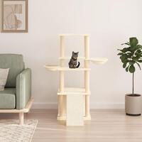 Kradsetræ med sisalstolper 133 cm cremefarvet