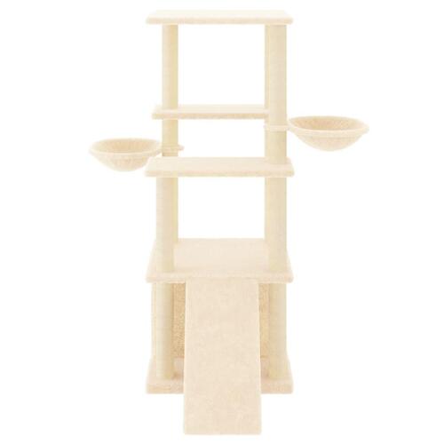Kradsetræ med sisalstolper 133 cm cremefarvet
