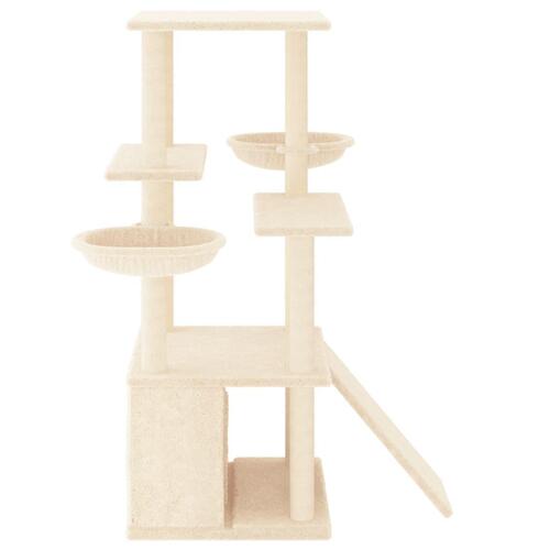Kradsetræ med sisalstolper 133 cm cremefarvet