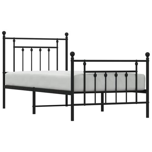 Sengeramme med sengegavl og fodgærde 90x190 cm metal sort